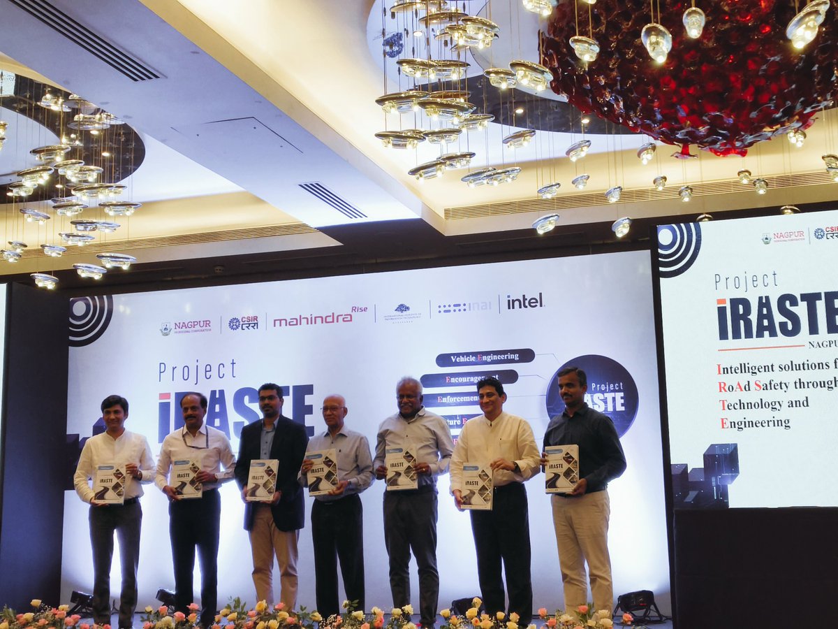 CSIRCRRI's tweet photo. Closing Event of CSIR-CRRI coordinated study #iRASTE:Nagpur executed by @CSIRCRRI, INAI @iiit_hyderabad @IntelIndia      @MahindraRise with active participation of NMC. Final Report released on 16.5.24.This innovative AI technology has proven instrumental in enhancing #RoadSafety https://t.co/WST047Hf4g