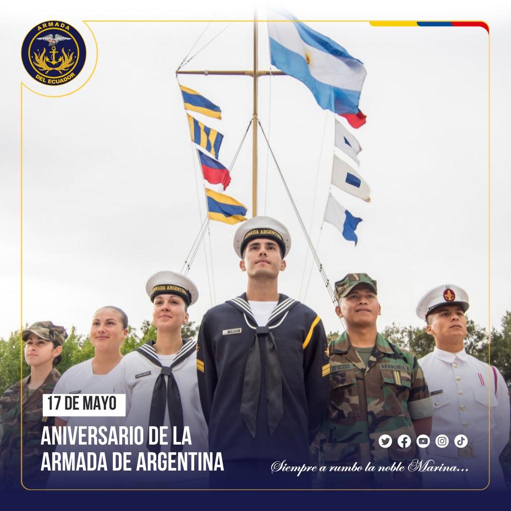 Esta fecha conmemorativa '17 de mayo de 1814' fue instituida en el año 1960 como el día de la @Armada_Arg por la victoria obtenida en el #CombateNaval de Montevideo, triunfo que consolidó los principios de la Revolución de mayo de la época. ¡Feliz Aniversario! 🇦🇷🤝🇪🇨