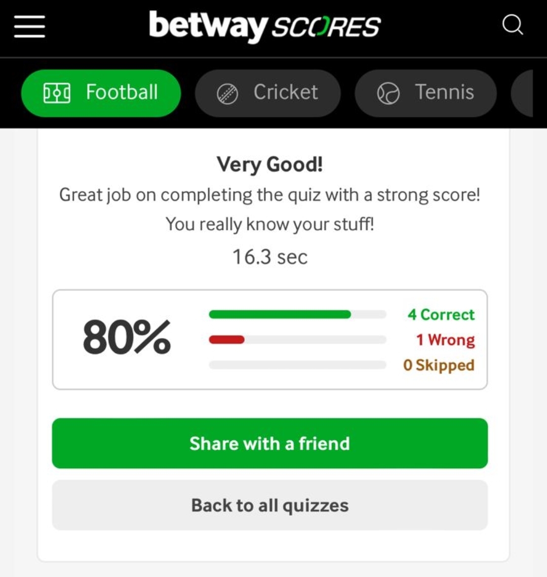 🧠There is an new 🇿🇦PSL quiz up on Betway Scores! @siphiweshabba got 4/5 in 16.3 secs! Can you do better? Click here👉 betwayscores.com/football/daily…