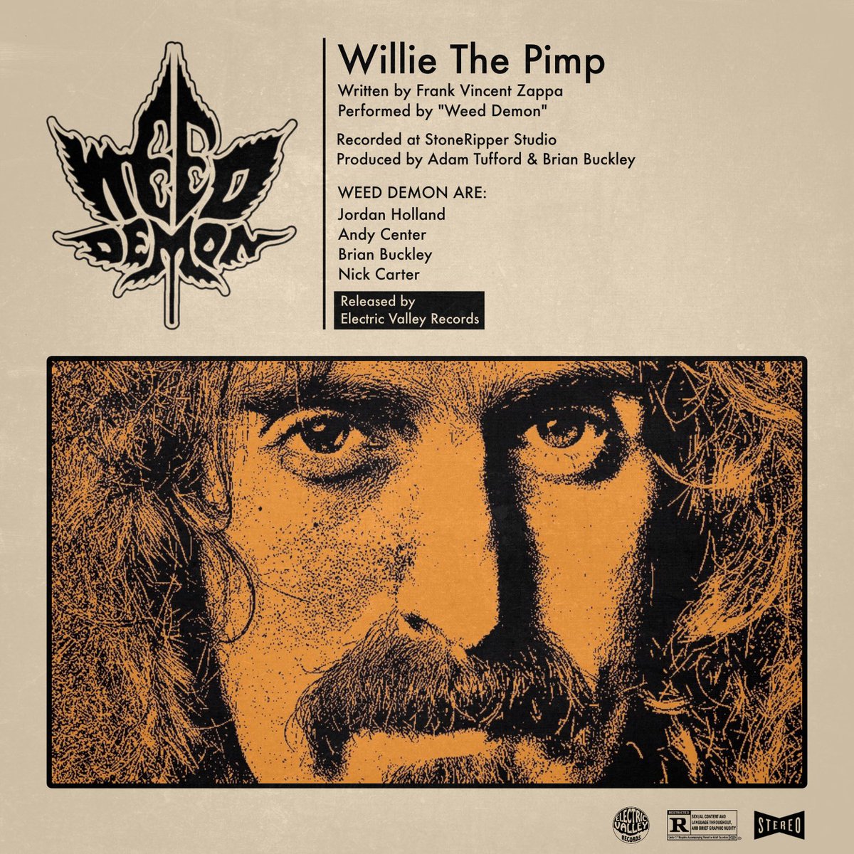 Weed Demon - Willie The Pimp (Frank Zappa cover) out now on all digital platforms🍁💀🍁
•
Weed Demon’s Bandcamp: smokeweeddemon.bandcamp.com/track/willie-t…
•
Artwork by EVR Studio
•
#weeddemon #williethepimp #frankzappa #stoner #doom #stonerdoom #heavyrock #heavyriffs #electricvalleyrecords