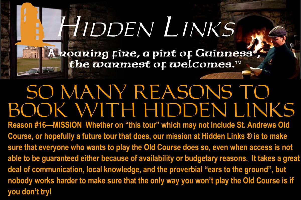 Why book with Hidden Links? As if Dream Destinations in Scotland and Ireland aren't enough, there are many other GREAT reasons to book with Hidden Links. Let us book you the #golf tour of YOUR imagination: 📞 1-877-GOLF-067 Tour fitting form: hubs.la/Q02wqld30