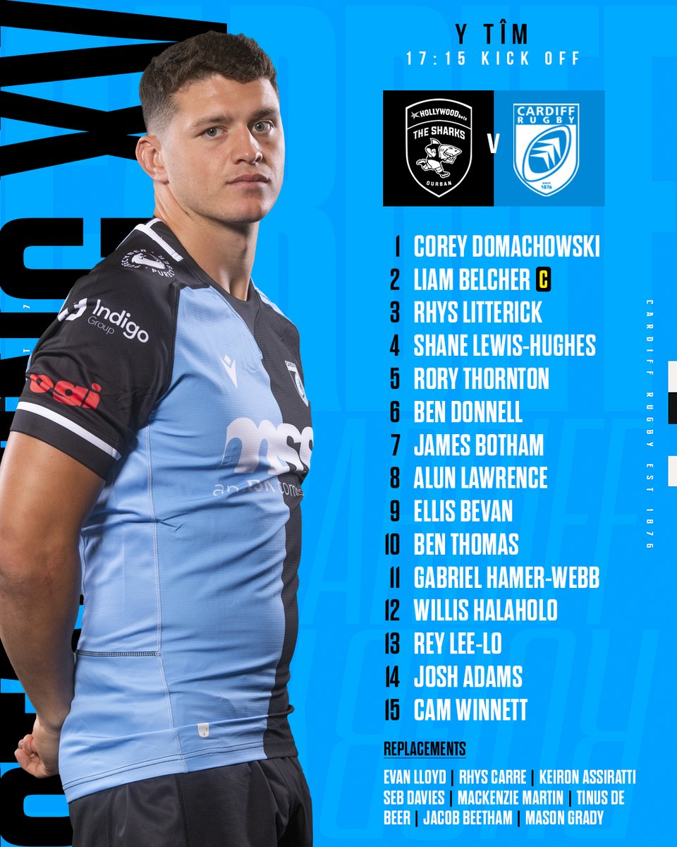 Y Tîm | The Team 🆚 @SharksRugby 

©️ Liam Belcher
9⃣ Changes to starting XV
🔟 Ben Thomas at fly-half

#AlwaysCardiff 🔵⚫️
