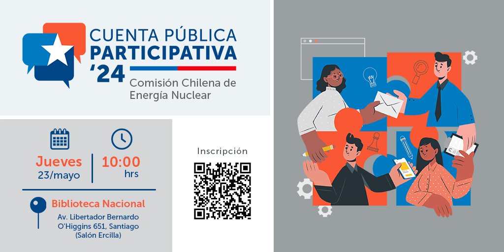 El próximo miércoles 23 de mayo te invitamos a nuestra #CuentaPúblicaParticipativa, donde abordaremos los principales hitos científicos, tecnológicos y regulatorios de 2023. Nos vemos a las 10:00 hrs., en el salón Ercilla de @BNChile. Inscripción: bit.ly/4amIIUM