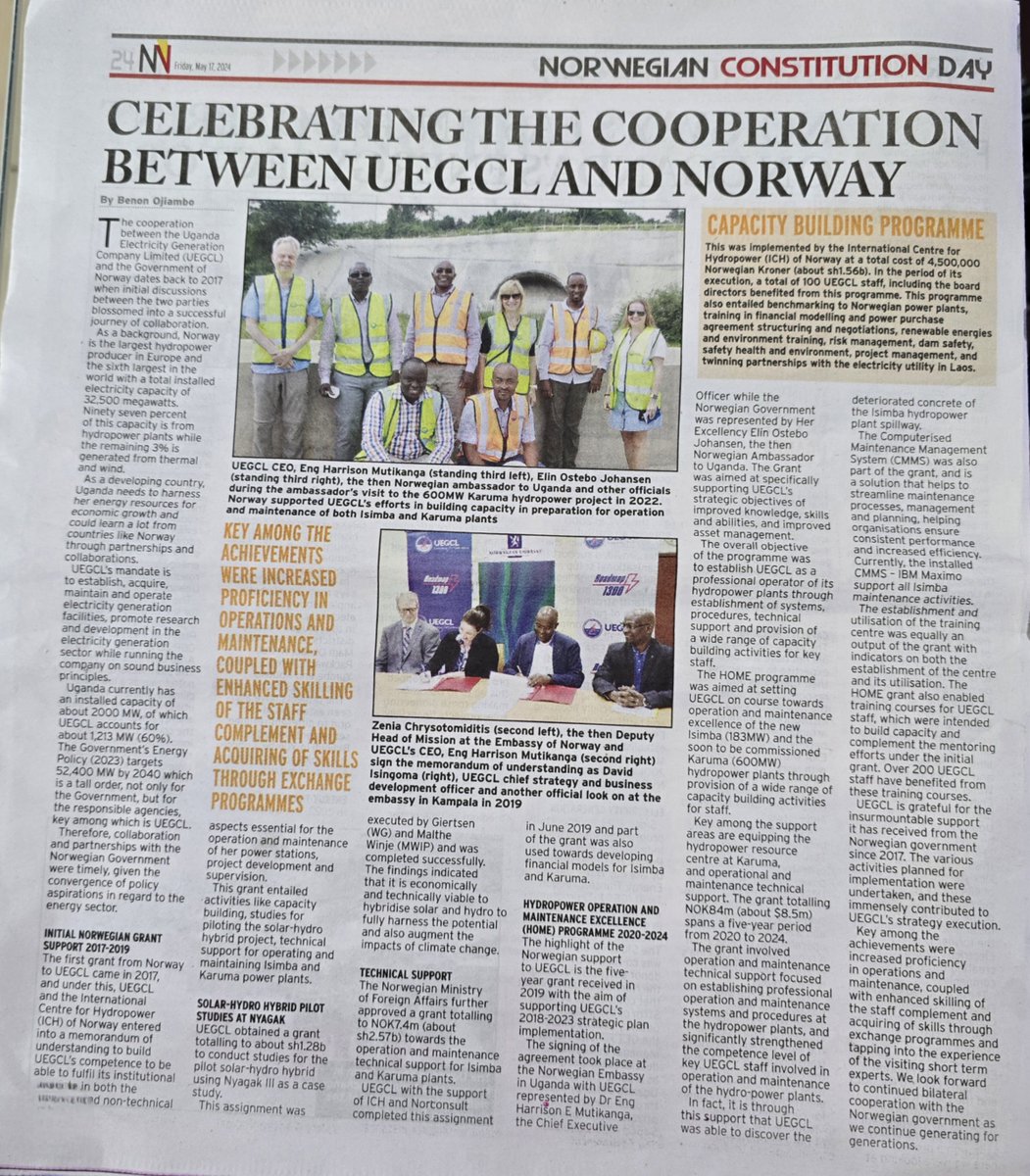 UEGCL (@uegclofficial) on Twitter photo Today, <a href="/UegclOfficial/">UEGCL</a> wishes to join Norway as it celebrates its 210th Constitution Day 🇳🇴. The article below shines a light on the fruitful cooperation between <a href="/UegclOfficial/">UEGCL</a> and @NorwayUganda, mainly in Capacity Building programs. More details in <a href="/newvisionwire/">The New Vision</a> Today, <a href="/UegclOfficial/">UEGCL</a> wishes to join Norway as it celebrates its 210th Constitution Day 🇳🇴. The article below shines a light on the fruitful cooperation between <a href="/UegclOfficial/">UEGCL</a> and @NorwayUganda, mainly in Capacity Building programs. More details in <a href="/newvisionwire/">The New Vision</a>