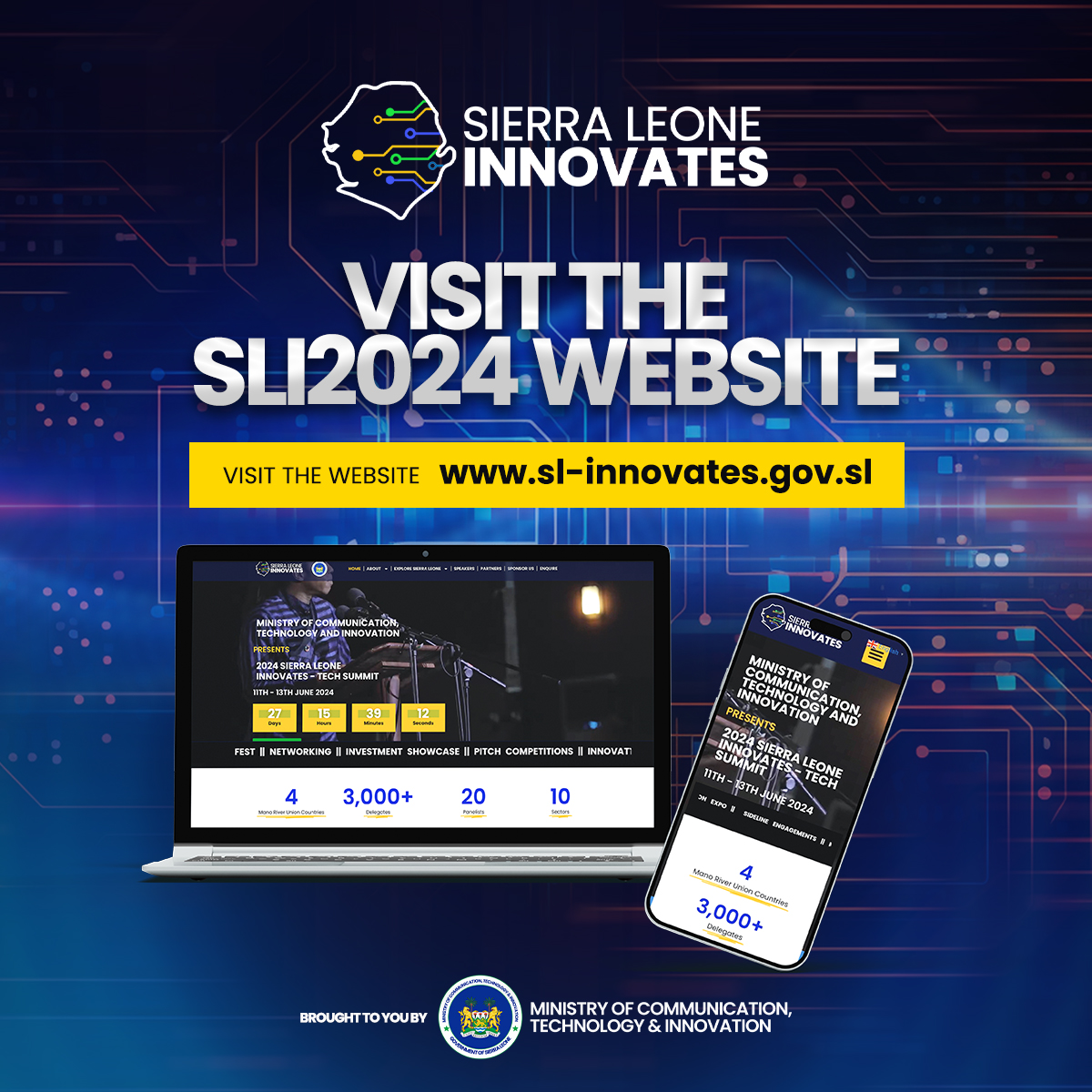 The 2024 Sierra Leone Innovates website is live. 

Click the link to register and know more about the event here👉🏽 sl-innovates.gov.sl

#2024SLInnovates
#SaloneX