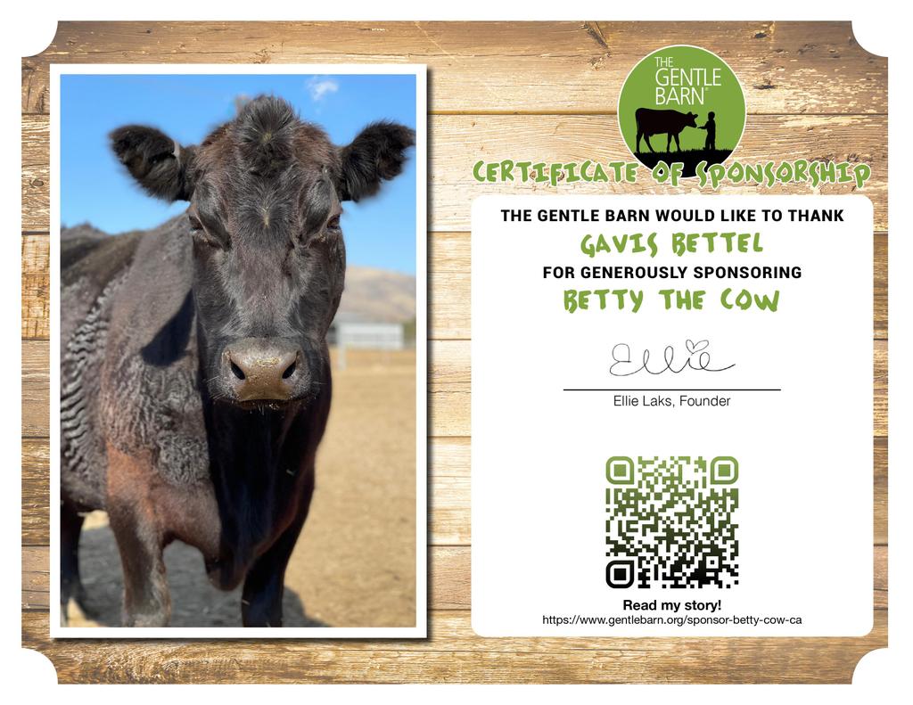 Our final gift comes in the form of a beautiful lady named Betty 🐮 The wonderful Bettelion were kind enough to also fund a year long sponsorship of Betty the Cow in your name @gavisbettel 🧵