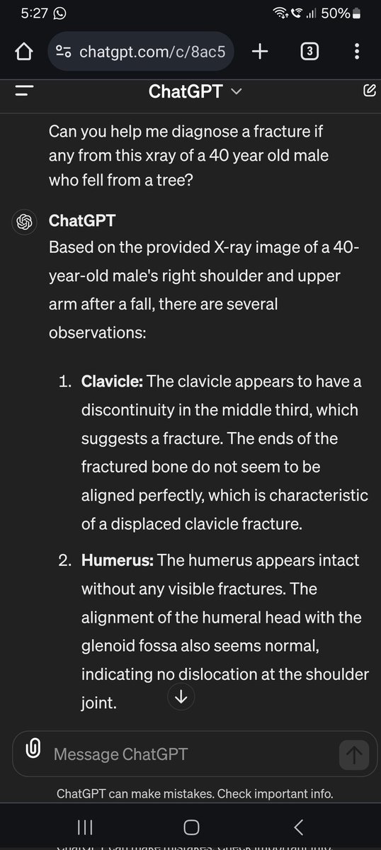 Looks like Chatgpt can read Xrays now