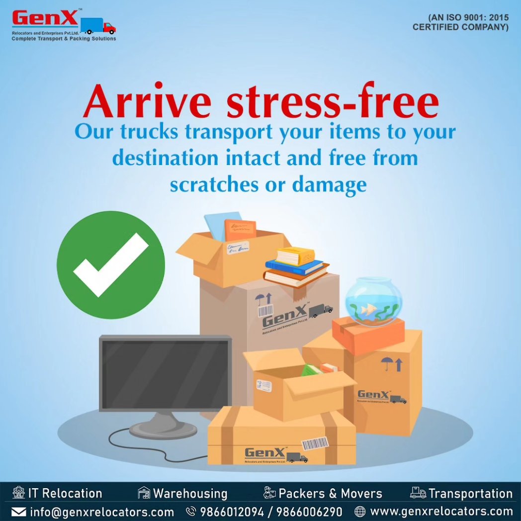 Get set for a secure relocation journey with GenX's meticulously maintained trucks and professional drivers. 
Our dedicated team ensures every step of your move is handled with care.

#storagesolutions #hasslefree #safestorage #packersandmovers #hyderabad