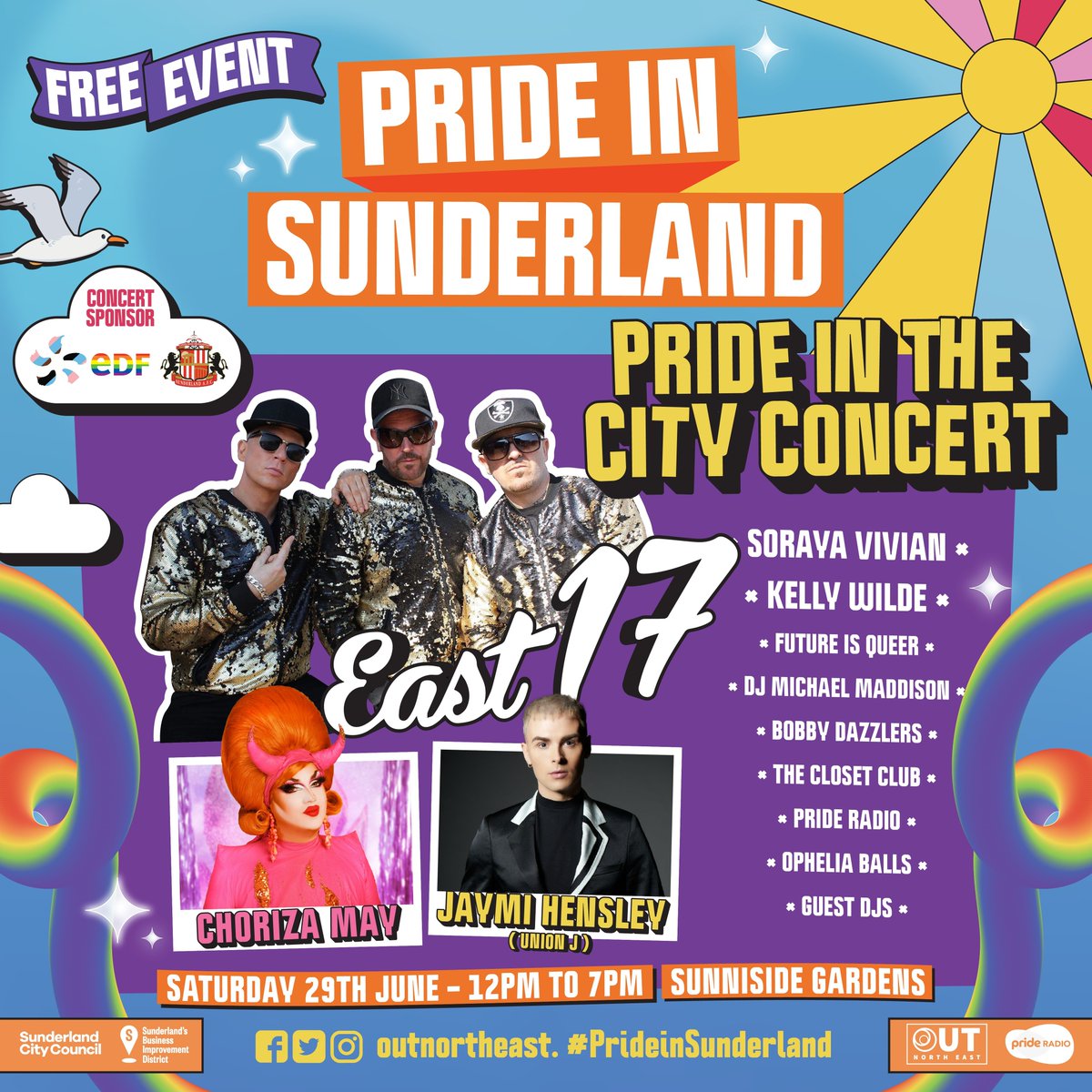 Get ready to party Sunderland as we bring you the biggest, free pride concert ever! Headlining our main stage this year, is international boyband, East 17. Come along and enjoy to celebrate Pride in Sunderland! 🏳️‍🌈 orlo.uk/xMaUx