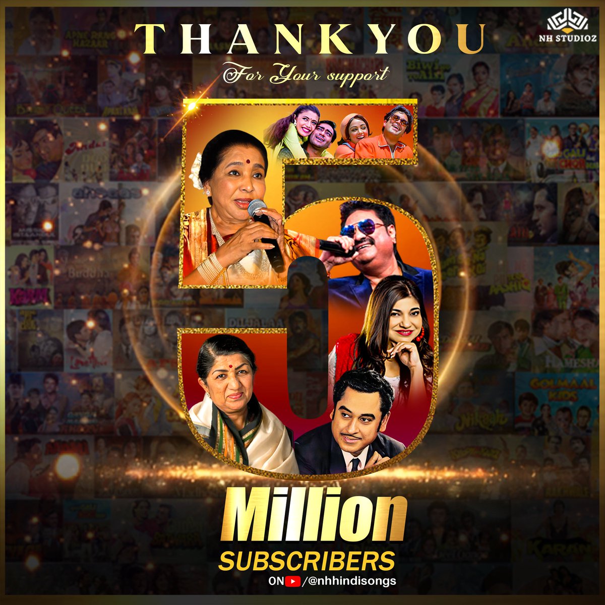 We did it! NH Hindi Songs hits 5 million subscribers on YouTube! Your love makes it all possible. Thank you for listening and sharing. Stay tuned for more! 🎶🎉 Please subscribe to our channel. 🔗 YouTube.com/nhhindisongs #5MillionSubscribers #NHSTUDIOZ #NHHindiSongs #ThankYou