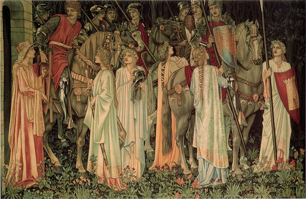 19. The Arming and Departure of the Knights, one of the Holy Grail tapestries (1890s) by Burne-Jones.