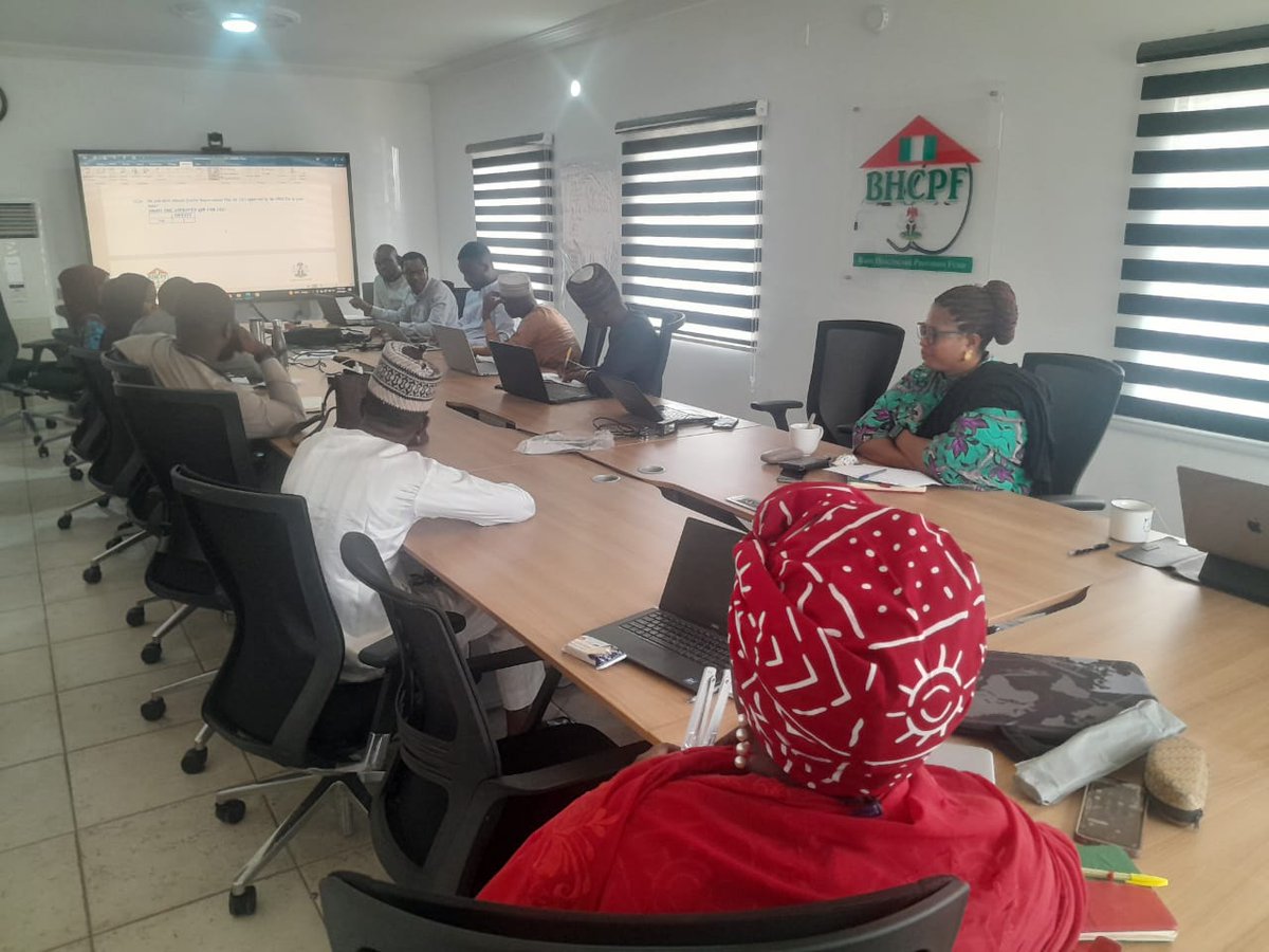 The #BHCPF team preparing for a joint monitoring visit with the gateways to states of the federation.
#UHC #HealthforAll #primaryhealthcare 
@Fmohnigeria @NphcdaNG @NhisNg @Nemsas_fmoh @NCDCgov @WHO @gatesfoundation @FCDOGovUK @GlobalFund @WHO @WorldBank @HSCLimited @CHAI_health