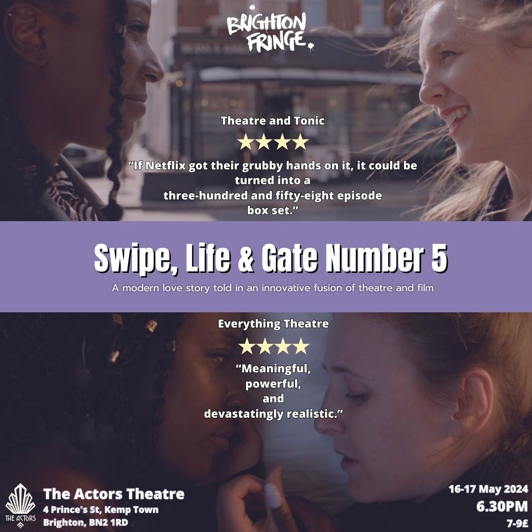 Last performance of Swipe, Life & Gate Number 5 at The Actors Theatre tonight at 6:30PM as part of @brightonfringe 
Free last minute tickets for fellow artists! 🥳 Come along for high energy and a laugh or two! #findyourfringe #brightonfringe #lastperformance