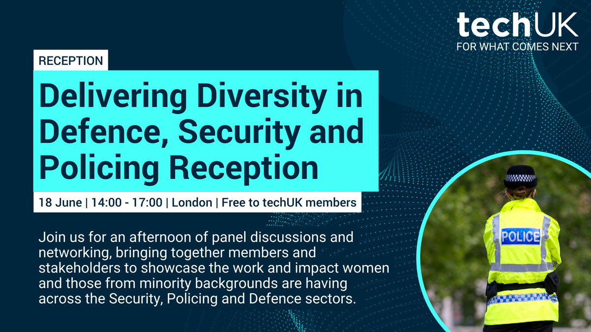 ⚔️ Join #techUKNatSec for an afternoon of panel discussions and networking to showcase the impact of women and those from minority backgrounds across the Security, Policing, and Defence sectors.
🎫Register here: techuk.org/what-we-delive…
#Security #Defence #Police #DiversityInTech