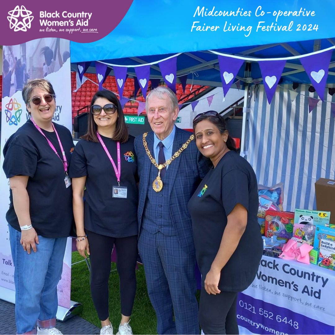 Last Saturday, we had a wonderful time at the Midcounties Co-operative Fairer Living Festival! We met the Mayor of Walsall, Tanni Grey-Thomson, and countless supportive members of the public. Thank you for engaging in our tombola to raise funds for our essential services💜