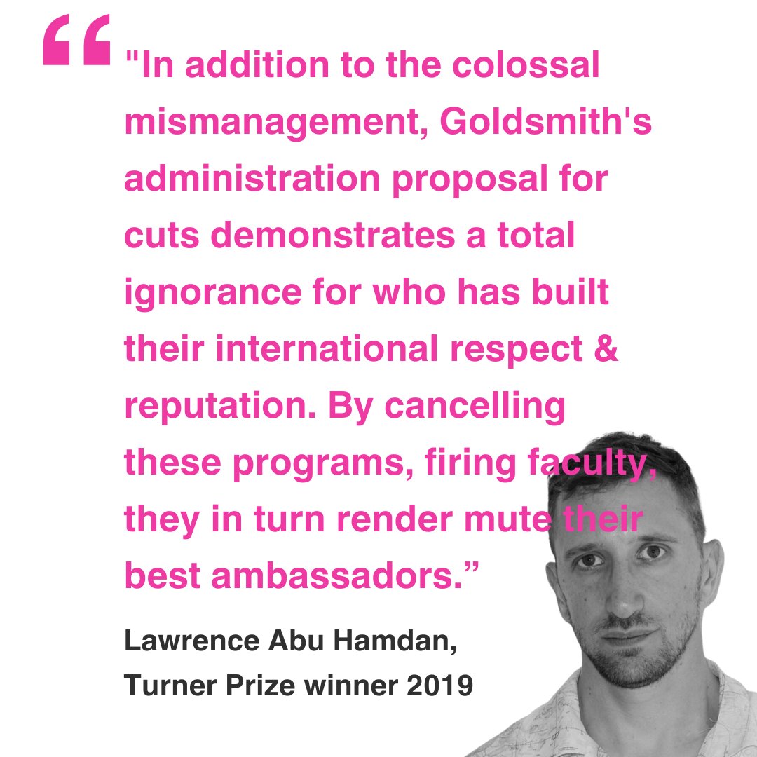 💪Thanks to Turner Prizer winner Lawrence Abu Hamdan for breaking down what @GoldsmithsUoL job cuts mean beyond the confines of the management spreadsheets. We are fighting this - please support us by donating to the solidarity fund: gofundme.com/f/help-goldsmi…