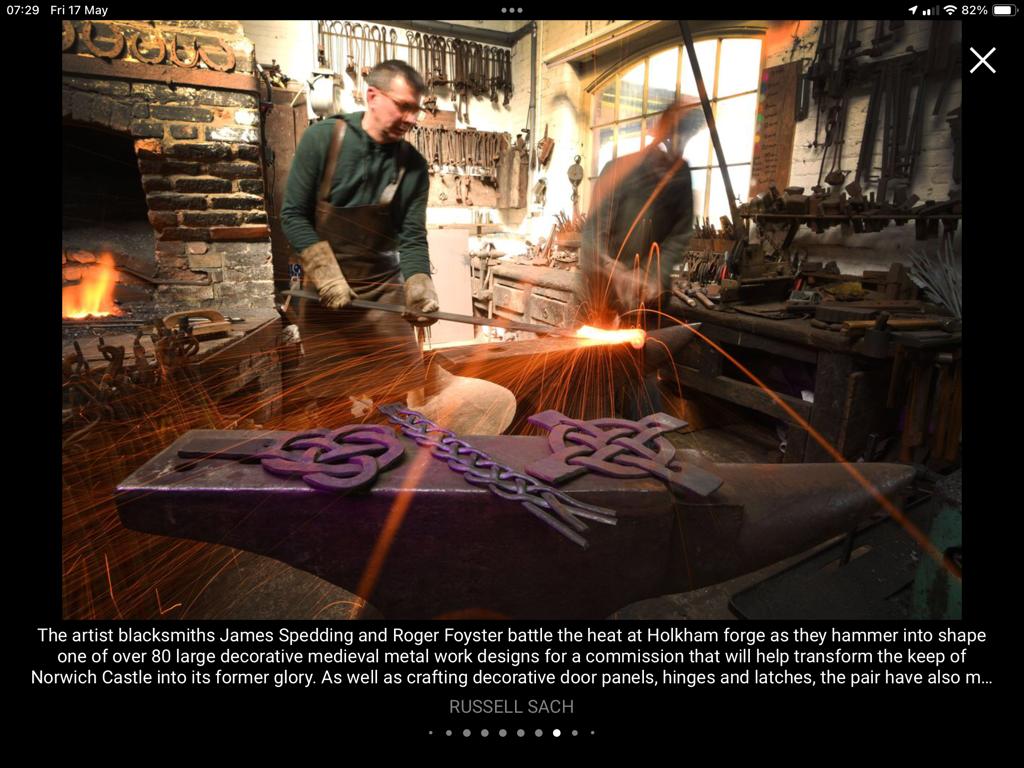 Many thanks to @thetimes and Russell Sach (the photographer) for featuring the work of the Forge and our part of Royal Palace Reborn at @NorwichCastle