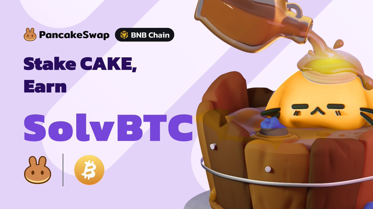 🎉 Double celebration welcoming @SolvProtocol! 🧑‍🌾 Stake SolvBTC-BTCB LP, earn CAKE: pancakeswap.finance/farms?chain=bsc 🥞 Stake CAKE to Earn $solvBTC: pancakeswap.finance/pools?chain=bsc 🔄 Swap here: pancakeswap.finance/swap?inputCurr…