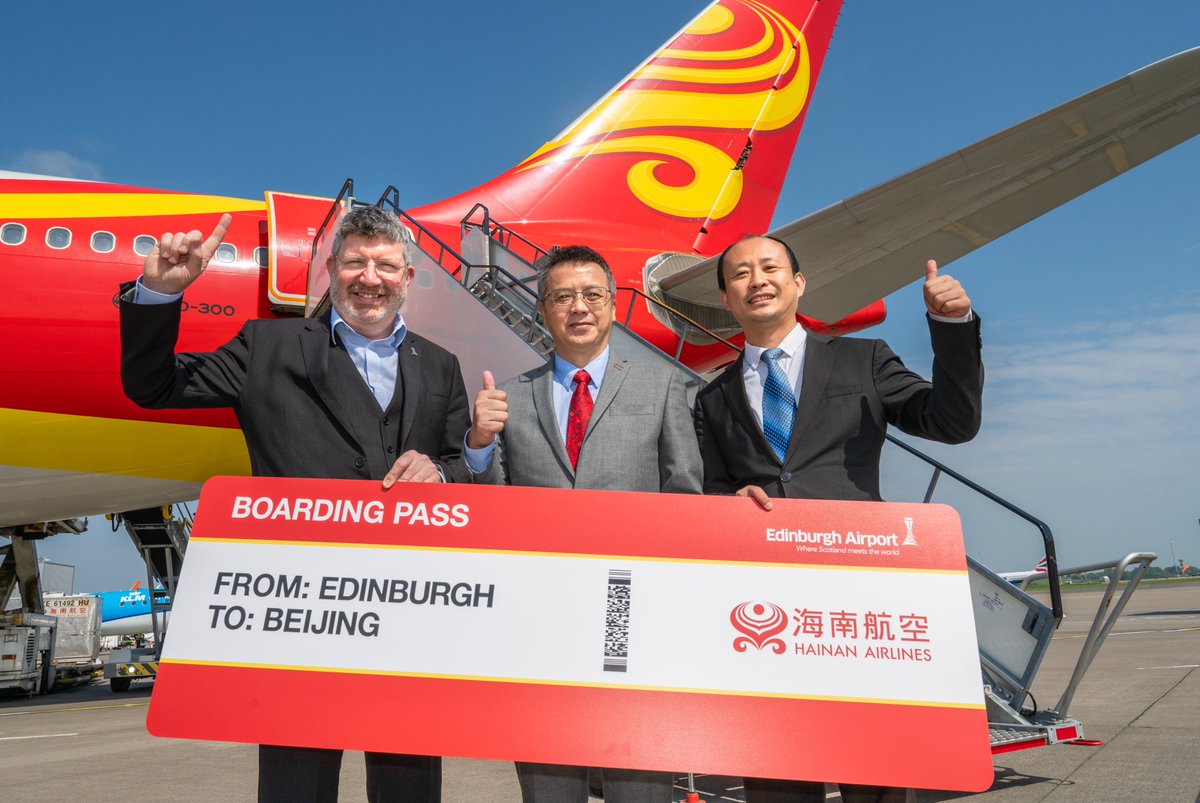 🇨🇳| And we're bound for Beijing! Services between Edinburgh and the Chinese capital resumed with @HainanAirlines, and there are more flights than ever before. The route will operate for an additional nine weeks this year and rise from two to four flights a week in peak summer.