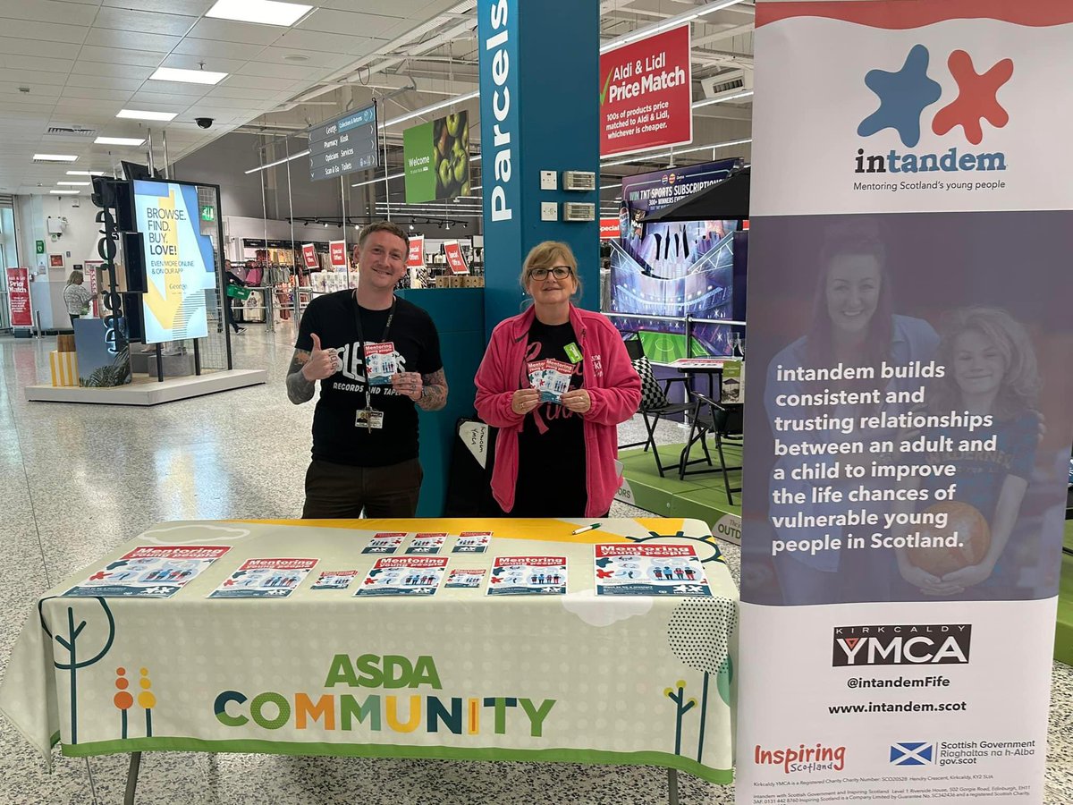 Dave, our Intandem project co-ordinator, is at ASDA in Kirkcaldy today chatting to people about how volunteer mentoring can make a huge difference in a young persons life!  #intandem #mentoring