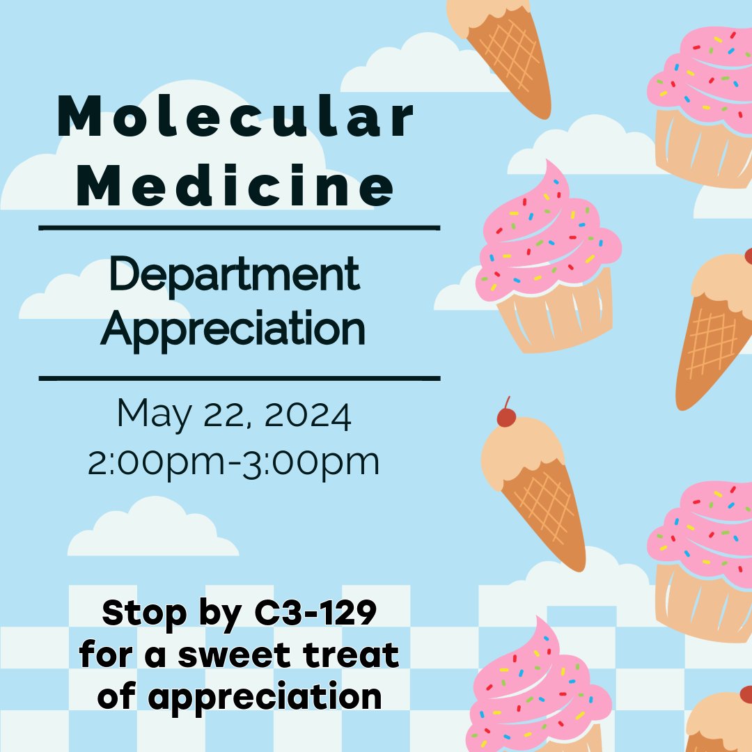 Stop by, say hello, and enjoy some cake and ice cream in C3-129 for our Department Appreciation event next Wednesday, May 22nd.