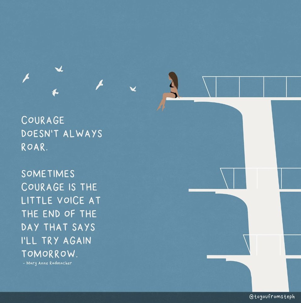 That little voice shows intent 2 have courage which is courageous. Trying again 2moro might mean asking for help 2 b courageous. It takes courage 2 listen up as well as 2 speak up. Theres courage in knowing that. #empathy #courage #FTSU 🖼 by @toyoufromsophie @tom_geraghty