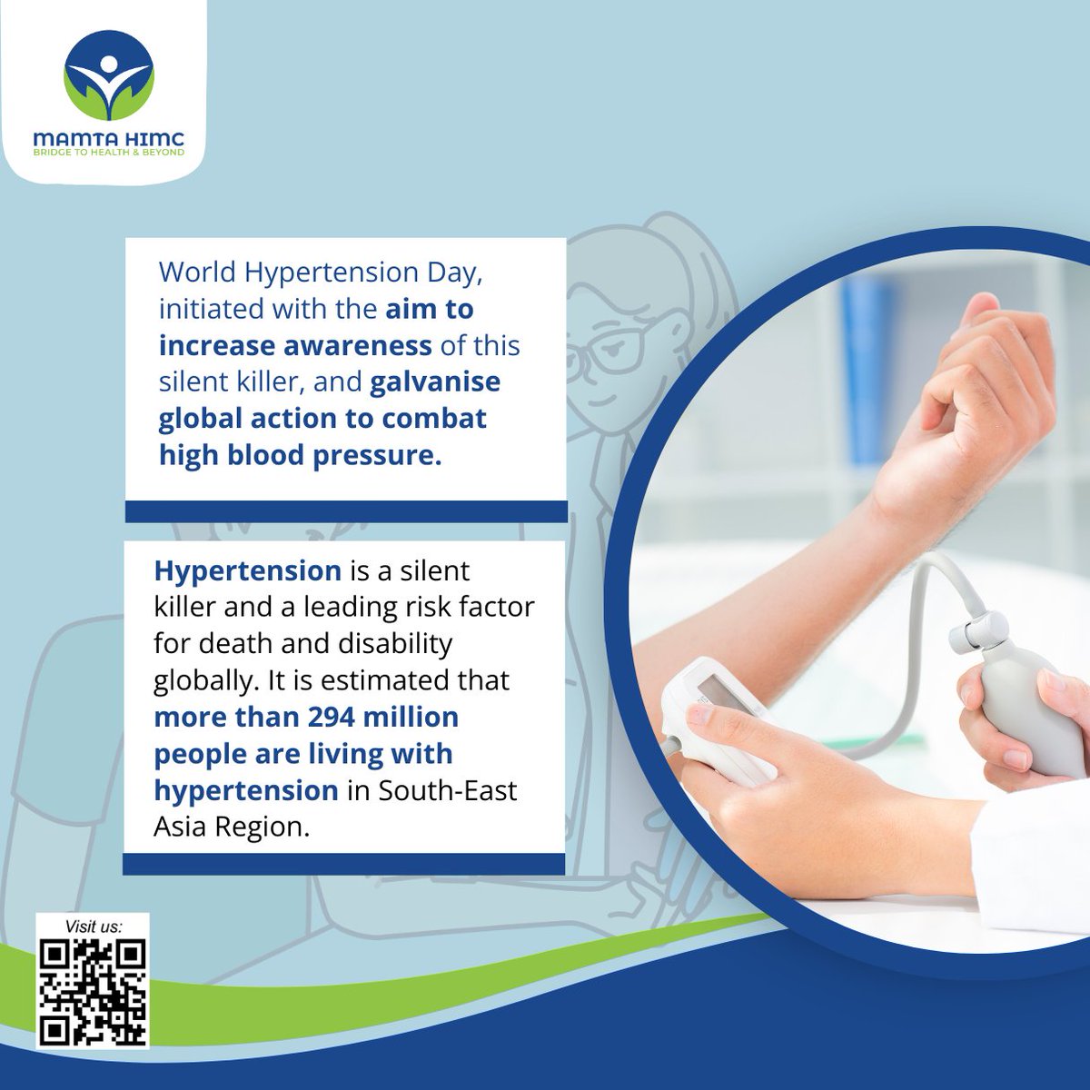 📢 Today we observe World #Hypertension Day, a global initiative to raise #awareness about #silentkiller high #bloodpressure. Uncontrolled hypertension can lead to severe #health issues like #heartattacks, #strokes, #kidney failure, and early death.
#MamtaHIMC