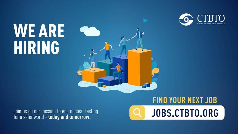 📢Your skills are needed! #CTBTO is seeking passionate individuals who want to join our mission for peace and security. Apply today! 👩‍🔬👨‍💼🧑‍💻🔗 ctbto.info/jobs