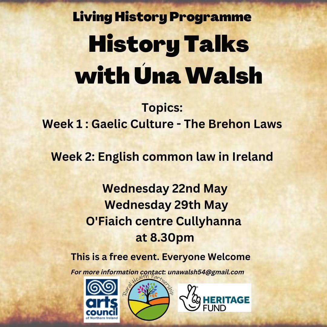 #livinghistory For over 1,000 years Irish society was governed by its native traditional law, known as Brehon Law. See you Wednesday evening