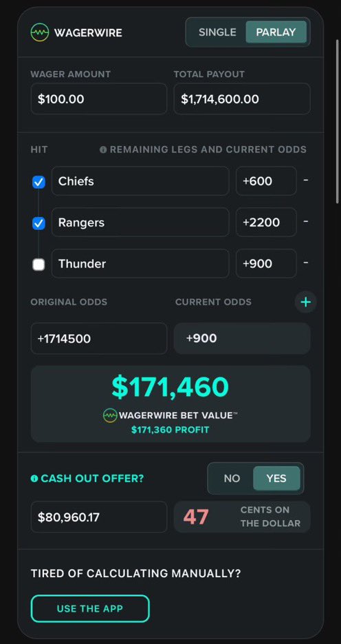 If you're a sports bettor, make sure you check out our Bet Value Calculator to see what all of your bets are really worth! Try it out: wagerwire.com/calculator #GamblingX #BettingX #GamblingTwitter