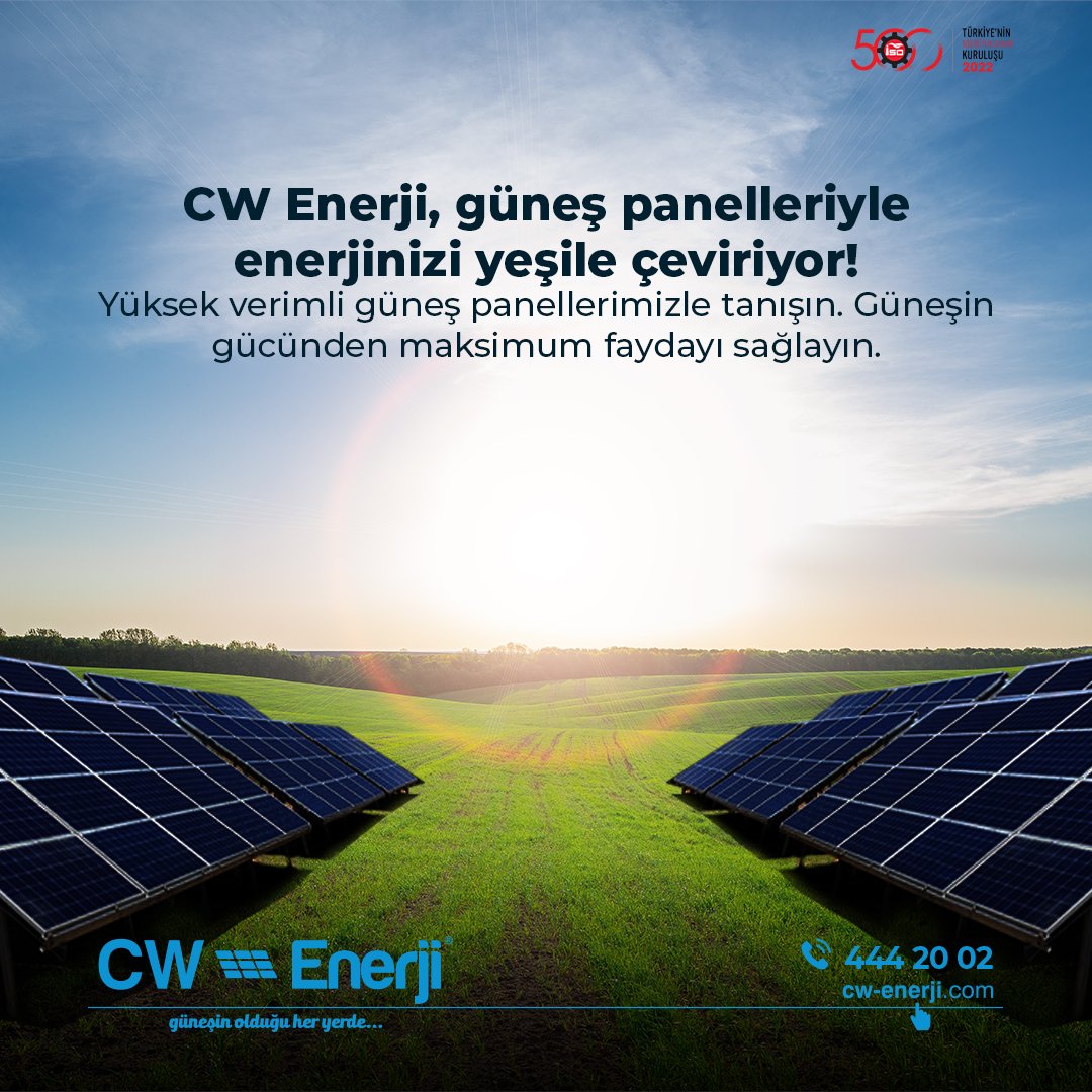CW Enerji, güneş panelleriyle enerjinizi yeşile çeviriyor! Yüksek verimli güneş panellerimizle tanışın. Güneşin gücünden maksimum faydayı sağlayın. #cwene #cwenerji