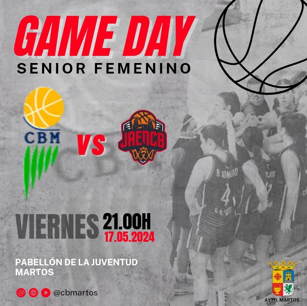 C.B. MARTOS (@cb_martos) on Twitter photo 📅 Viernes 17 Mayo
🕕 21:00 horas
🏟 Pabellón de la Juventud
🌆 Martos
🆚️ <a href="/jaen_cb/">Jaén Club Baloncesto</a>
#GOCBM 📅 Viernes 17 Mayo
🕕 21:00 horas
🏟 Pabellón de la Juventud
🌆 Martos
🆚️ <a href="/jaen_cb/">Jaén Club Baloncesto</a>
#GOCBM