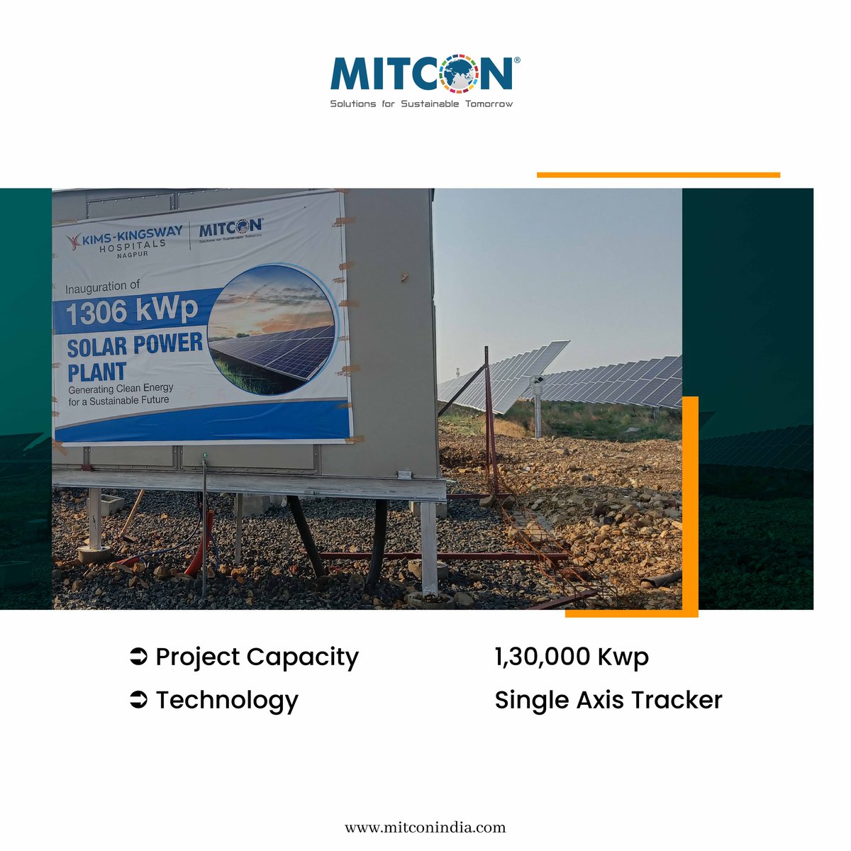 #MITCON successfully started a solar power plant for KIMS Kingsway Hospital in Nagpur. The solar facility will cut CO2 emissions by 1300 tonnes per year, totaling 32,532 tonnes over the next 25 years. Congratulations, KIMS Kingsway Hospitals and the MITCON team!