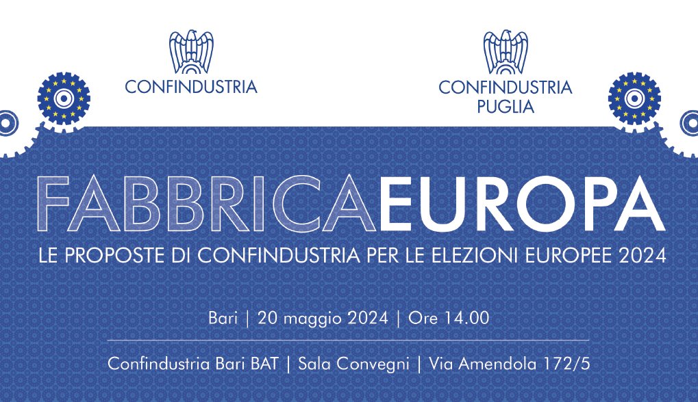 📘 #Bari ospiterà lunedì la seconda presentazione di #FabbricaEuropa dedicata alla circoscrizione Italia Meridionale, rivolta in particolare agli imprenditori, agli eurodeputati e ai candidati della #Puglia.

➡️Per info e registrazioni: rb.gy/rrx8z8