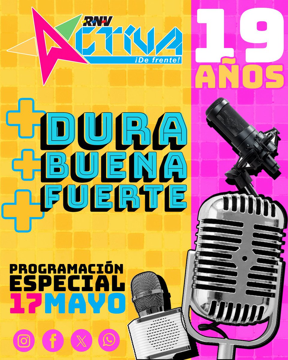 Estamos de fiesta en el canal juvenil @RnvActivafm Son 19 años con la generación de 🥇