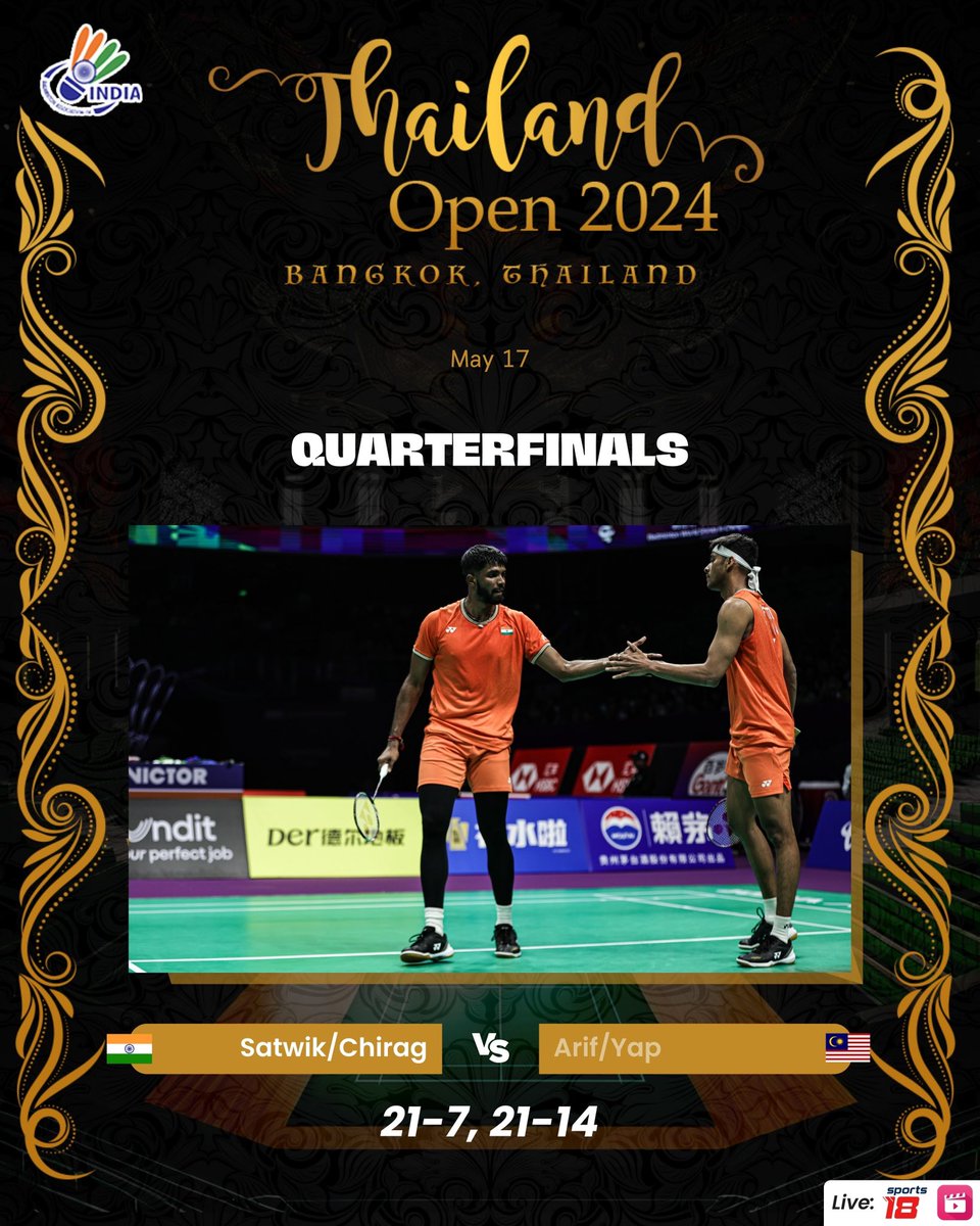 4️⃣th semifinal on #BWFWorldTour for SatChi this year 🔝🔥 📸: @badmintonphoto #ThailandOpen2024 #IndiaontheRise #Badminton