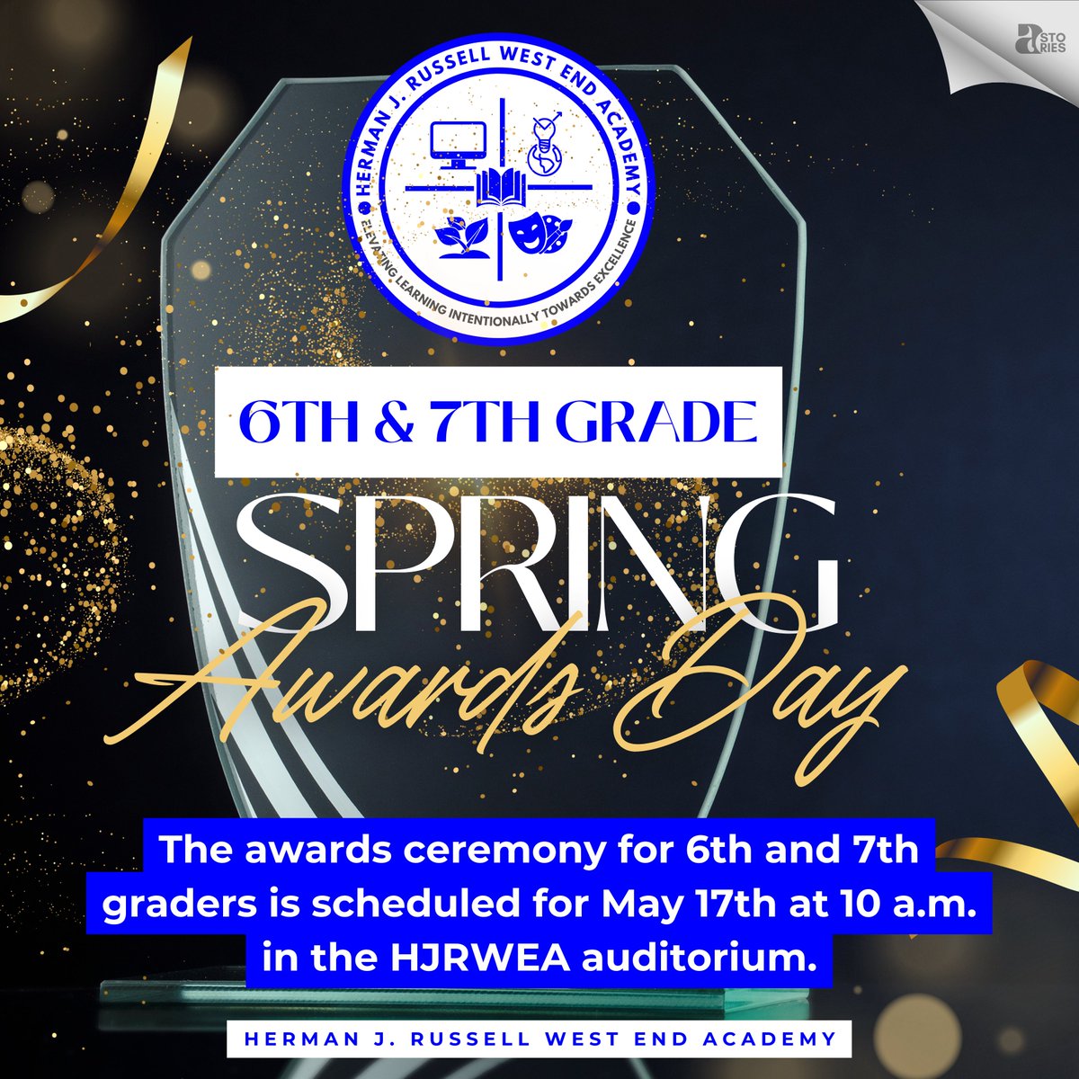 Reminder: The awards ceremony for 6th and 7th graders is scheduled for TODAY at 10 a.m. in the HJRWEA auditorium. @TDGreen_ @Retha_Woolfolk @HRWEACOUNSELING @apsupdate @DRVENZEN_aps