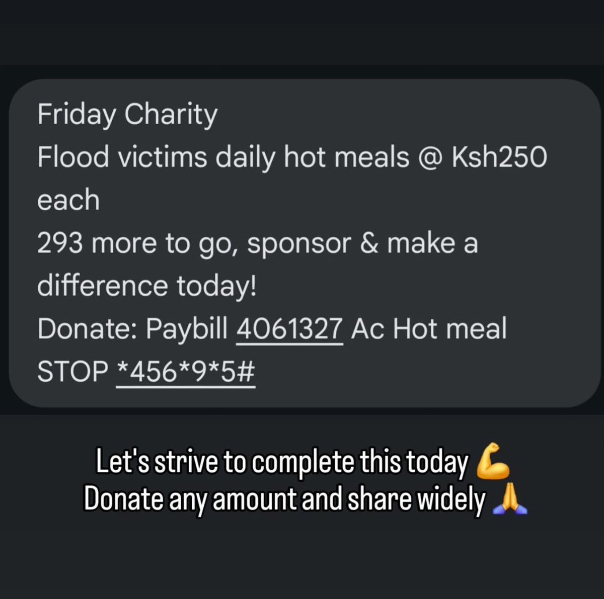 140 more to go! Kindly let's keep donating and sharing 🙏🏼sponsor 1 person today @ Ksh250
