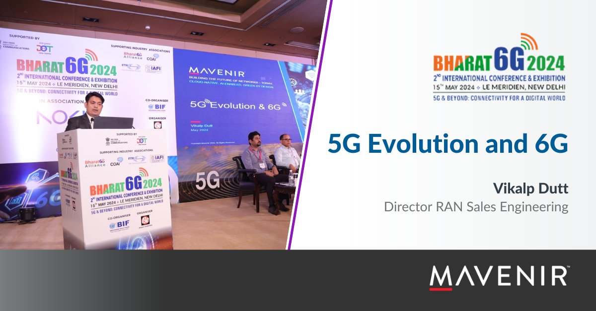 Discussing India's #5G progress in a panel discussion, Mavenir's Vikalp Dutt emphasized the importance of cloud-native networks with AI/ML integration at the Bharat 6G conference. For more info on Mavenir’s AI-enabled portfolio visit hubs.la/Q02xxMM40 #5G #6G #Telecom