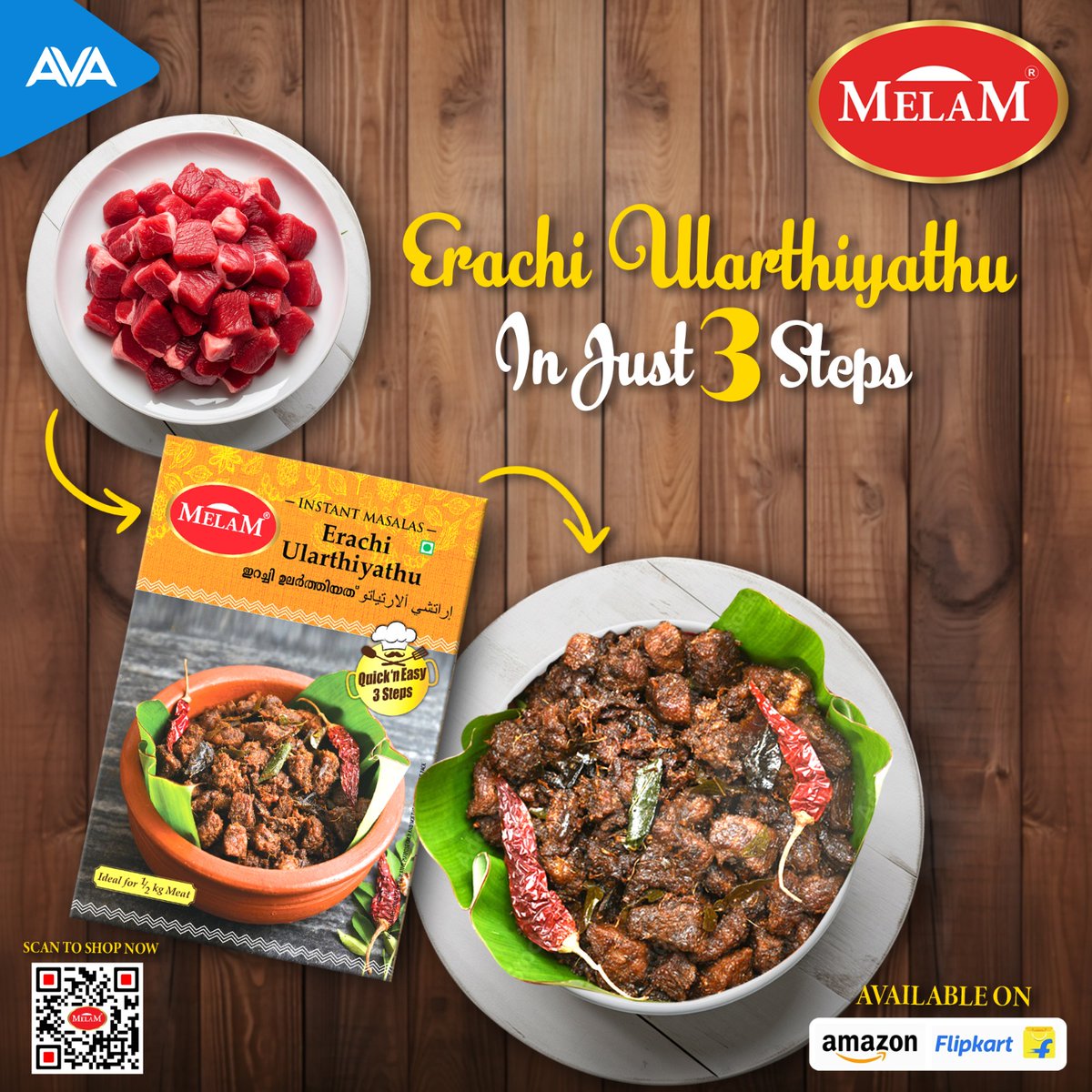 MelamFoods's tweet photo. With Every Taste of our Erachi Ularthiyathu it's a Journey to Kerala's Heart! We are now Introducing Erachi Ularthiyathu Masala Mix to make your Cook Easy and Tasty. Don’t Miss it -Order Now.
Visit us at : https://t.co/OrKSDNgN73

#Erachiularthiyathu #Instantmasala #Readytocook https://t.co/FpPklYEafE