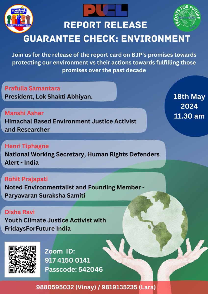 Under @narendramodi , India's ranking in the Env.Performance Index fell from 125(in 2012) to 180/180 in 2022. Why did this happen?

Join @PUCLindia @FFFIndia and us, as we release a Guarantee Check on the Environment. Sat, May 18, 11.30am

@ManshiAsher @disharavii @lara_jesani