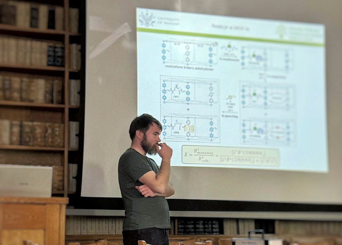 Marcin took over our stage today, talking about his doctoral project on MOFs 💠🥽👨‍🔬 @ChemistryUW