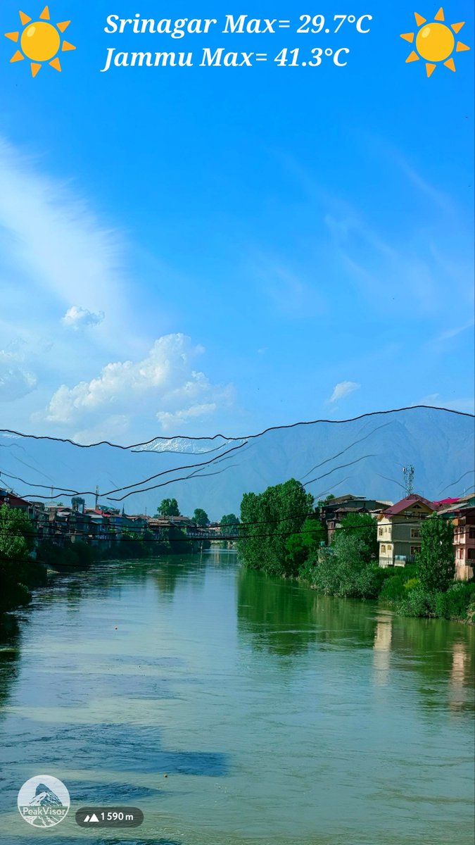 Srinagar Maximum= 29.7°C Jammu Maximum= 41.3°C