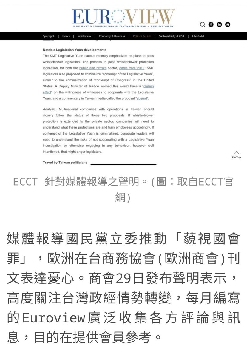 信不信這些藍白選民根本不知道他們要強推通過的是什麼法案以及會有什麼惡劣的影響。 （歐洲在台商務協會刊文表達憂心）