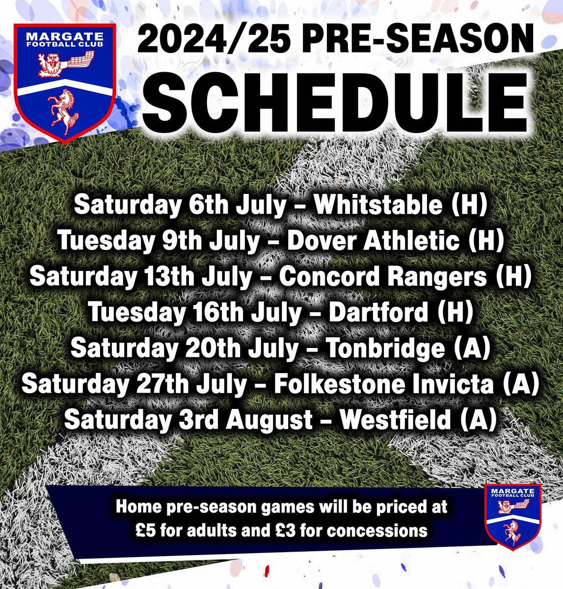 PSF SCHEDULE 🗓️ Here is how our 2024/25 pre-season looks so far… 👀 Read the full article below 👇 margate-fc.co.uk/news/17-may-20… #UpTheGate