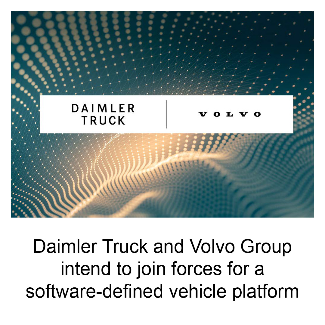 Daimler Truck and @VolvoGroup intend to form a joint venture for a software-defined vehicle platform to amplify the digital transformation. The platform will provide the basis for differentiating digital vehicle features for trucks and buses.

Read more: dth.ag/JVl