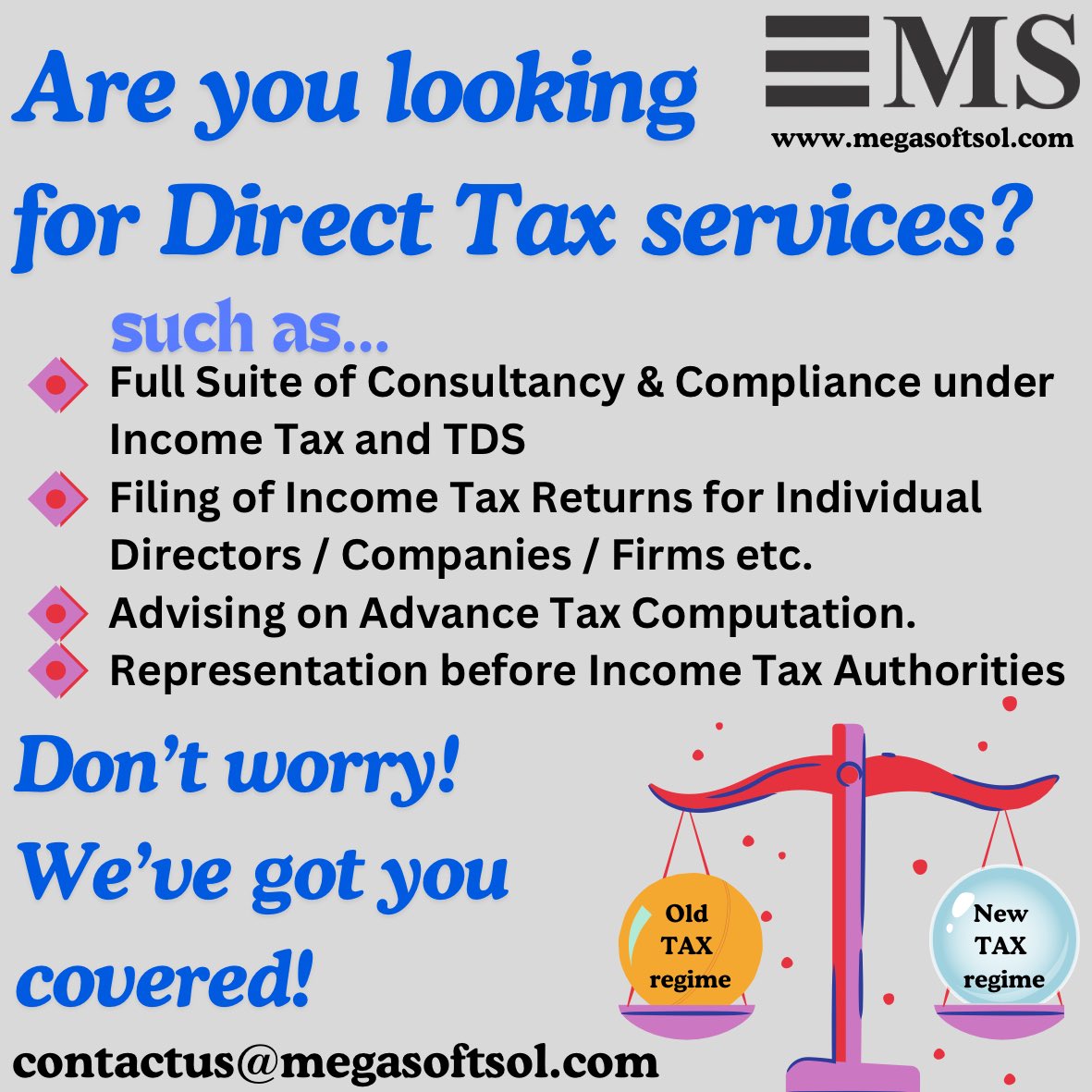 MegasoftSol's tweet photo. Apart from this we have a cascade of services related to Payroll, HR, Compliance

Get in touch with us for more details

Website: https://t.co/K86GlUflLz
Email: contactus@megasoftsol.com

#taxlaw #india #taxinindia #trending #knowledge #taxknowledgematters #budget #indiabusiness https://t.co/JBwlwE5t7J