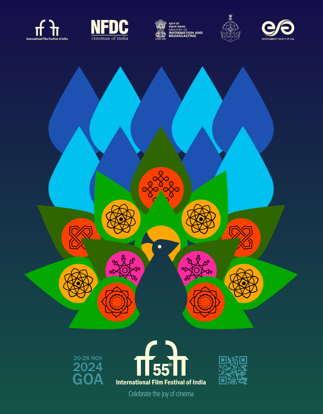 Presenting the elegant official poster for the 55th International Film Festival of India. Come, Celebrate the Joy of Cinema at #IFFI55 from Nov 20-28 2024 at Goa