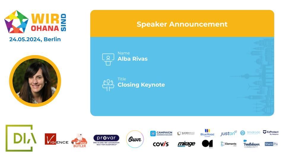 Shining a light on our speakers #WirSindOhana Today we'd like to introduce you to @AlbaSFDC who will deliver the Closing Keynote. Find the full agenda here: buff.ly/43SRBEl Did you get you curious? Grab your ticket now: buff.ly/3PHjadB