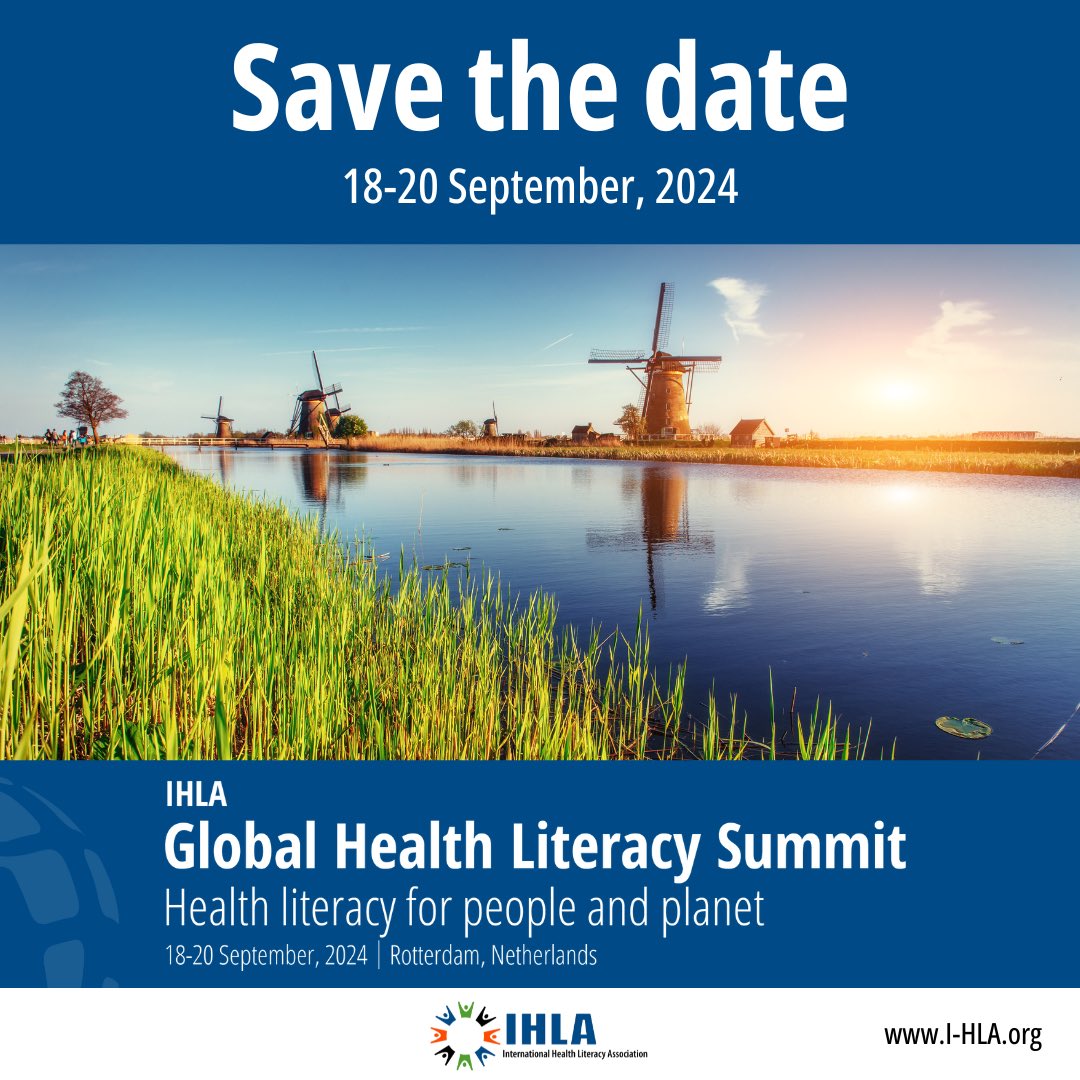 Save the date! Join us in beautiful Rotterdam, Netherlands this September 18-20, for the 2024 Global Health Literacy Summit. Visit: I-HLA.org to learn more. #IHLASummit2024 #IHLA #healthliteracy #healthliteracyforall